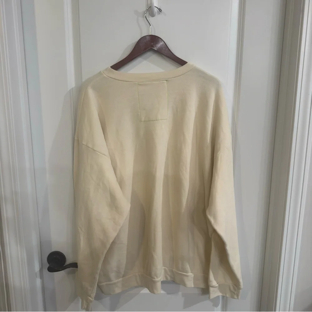 Aviator Nation Glitter Heart Crewneck Pullover Sweatshirt in Natural - Picture 13 of 13
